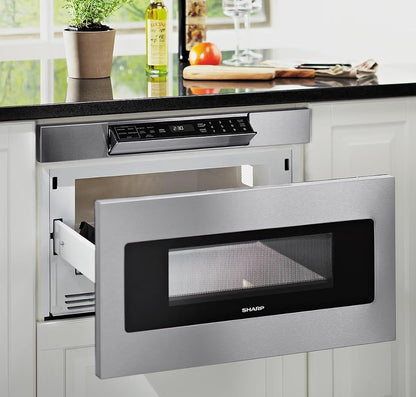 SHARP SMD3070ASY Microwave Drawer Oven, 30-inch, 1.2 Cubic Feet, 950 Watt, Concealed Angled Touch Control Panel with Digital LCD Display, Stainless Steel