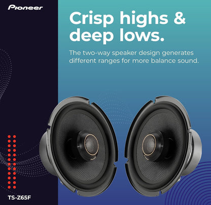 Pioneer Z-Series TS-Z65F 6.5" 2-Way Coaxial Car Speakers 330W Max
Audiophile Upgrade, Premium Speakers, Balanced Sound + Smooth Treble, Add an Amplifier for Optimal Performance