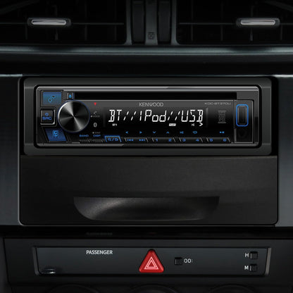 KENWOOD KDC-BT370U CD-motorstereo met Bluetooth, AM/FM-radio, USB aan die voorkant met hoë krag, ingeboude Alexa