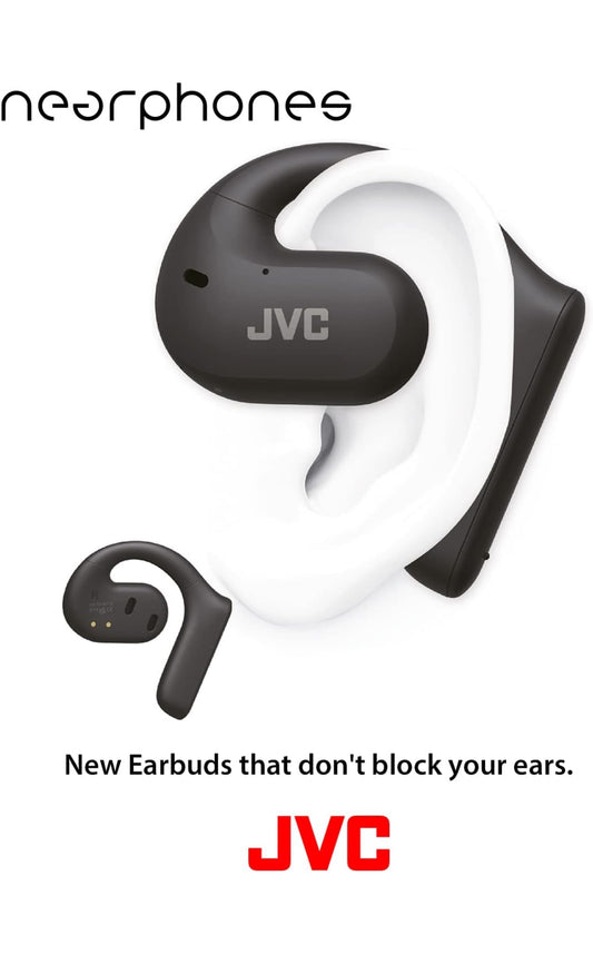 JVC Nearphones Oop Oor Ware Draadlose Oorfone met 16mm Groot Drywers vir Kragtige Klank, Enkeloor Gebruik, en Lang Batterylewe (tot 17 Uur) - HANP35TW (Swart)