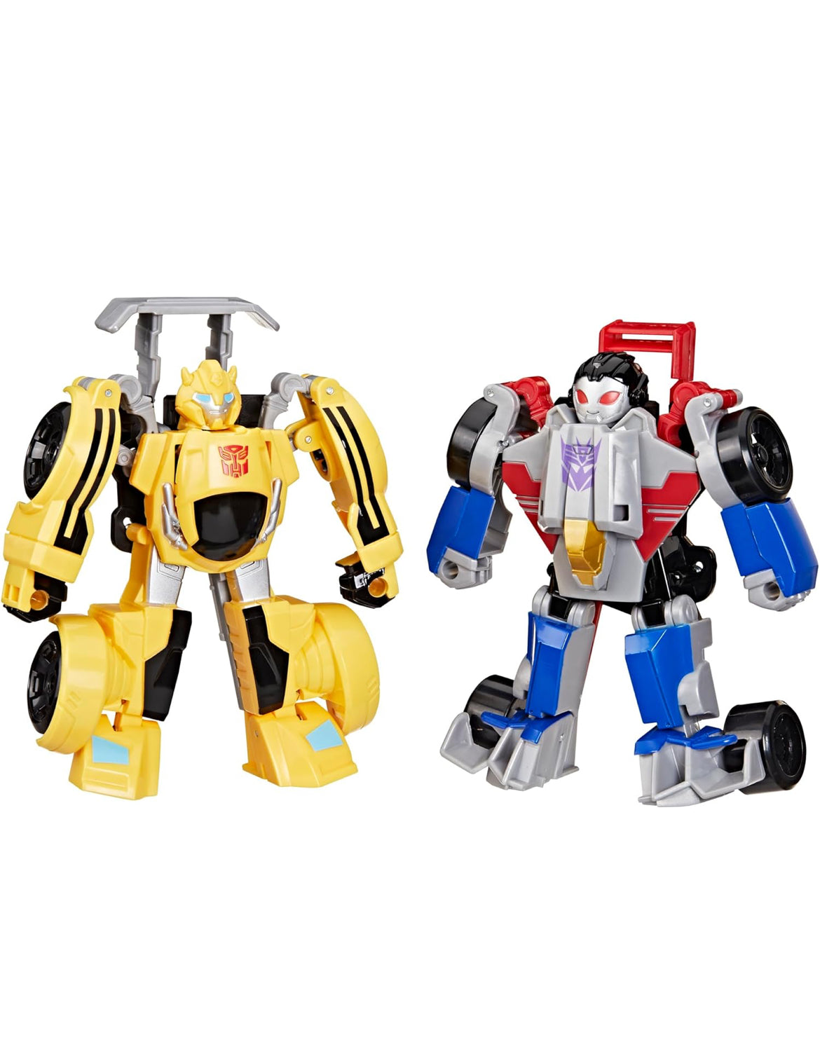 Transformers Bumblebee and Starscream Bot Racers, Easy to Change from Robot Toys to Car Toys, Action Figures for Boys and Girls 3+