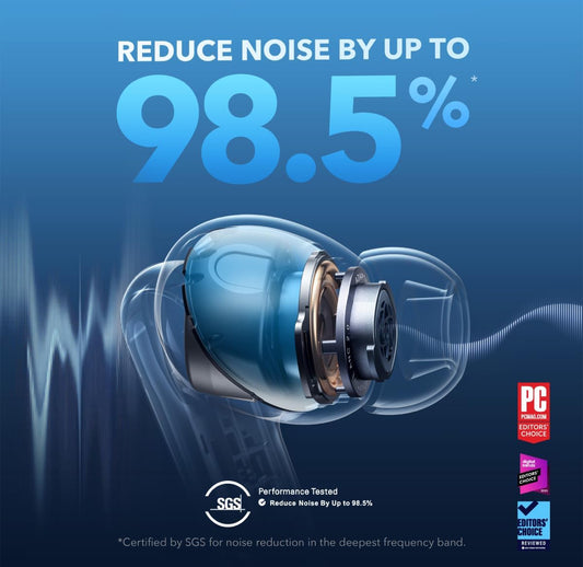 Soundcore deur Anker Liberty 4 NC Draadlose Oorfone, 98.5% Geraasvermindering, Aanpasbare Geraasonderdrukking vir Ore en Omgewing, Hi-Res Klank, 50H Battery, Draadlose Laai, Bluetooth 5.3