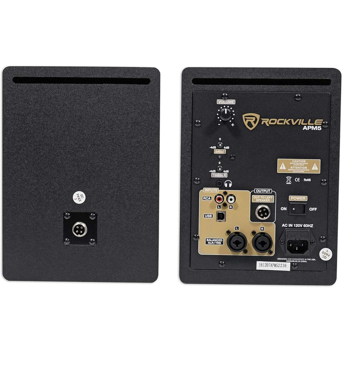 Rockville Pair APM5W 5.25" 2-Way 250W Powered USB Studio Monitors+Stands+Pads