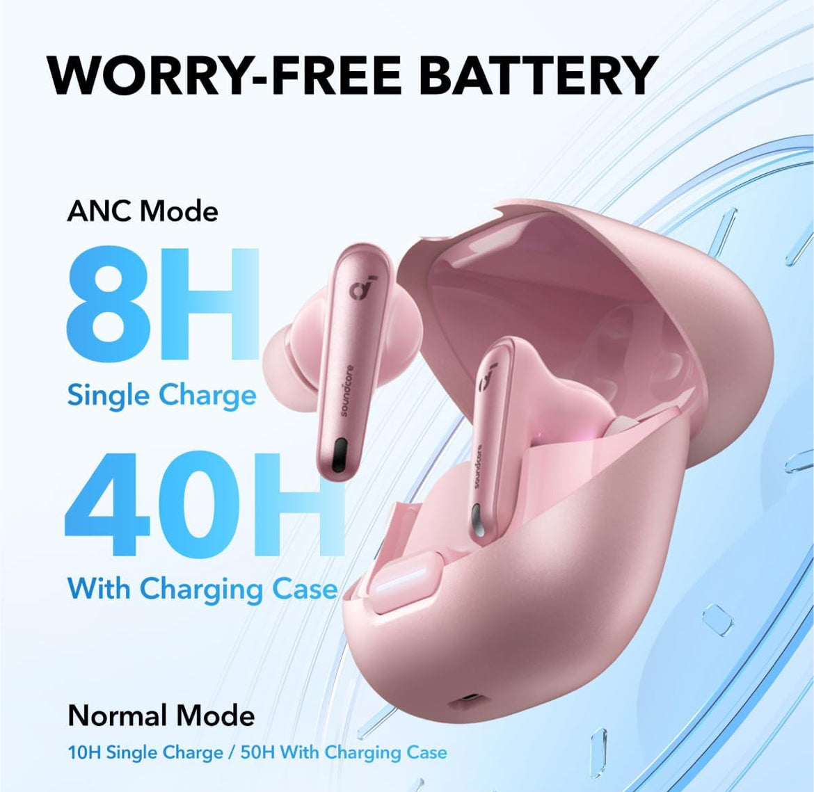 Soundcore by Anker Liberty 4 NC Wireless Earbuds, 98.5% Noise Reduction, Adaptive Noise Cancelling to Ears and Environment, Hi-Res Sound, 50H Battery, Wireless Charging, Bluetooth 5.3