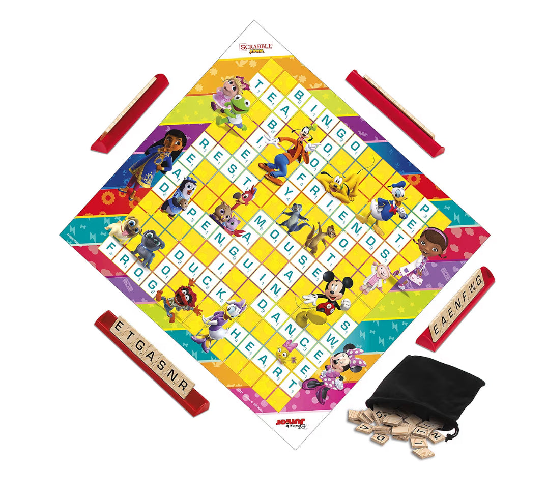 Hasbro Gaming Scrabble Junior: Disney Junior Edition Board Game for Kids - Double -Sided Game Board - Matching Word Game