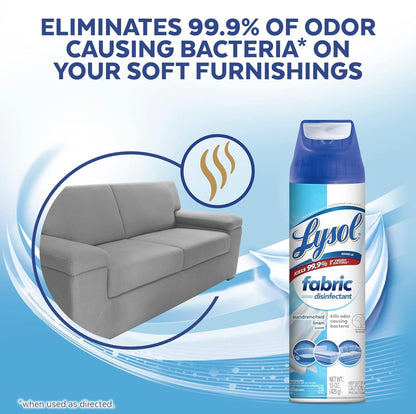 Lysol Stofontsmettingsmiddel Spuit, Saniterende en Antibakteriese Spuit, Vir Ontsmetting en Ontgeuring van Sagte Meubels, Sondoorstoofde Linne 15 FL. Oz (Pak van 3)