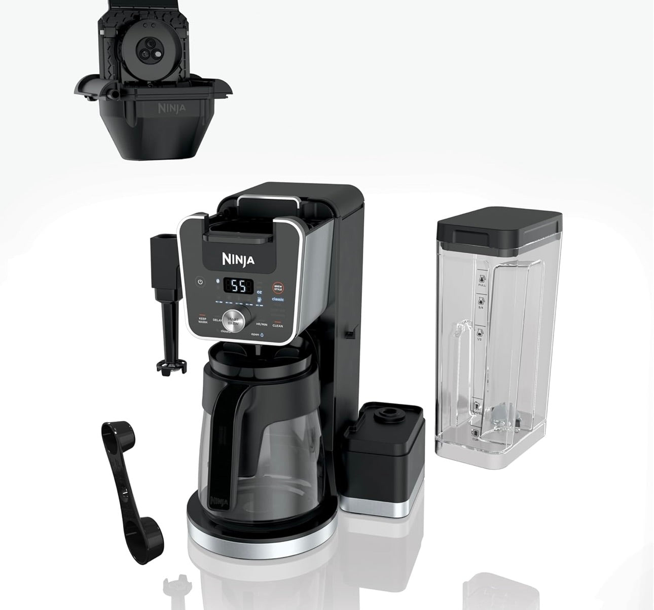 Ninja DualBrew System 14-Cup Coffee Maker, Single-Serve, Pods & Grounds, 4 Brew Styles 70-oz. Water Reservoir & Carafe - Black( CFP451A)