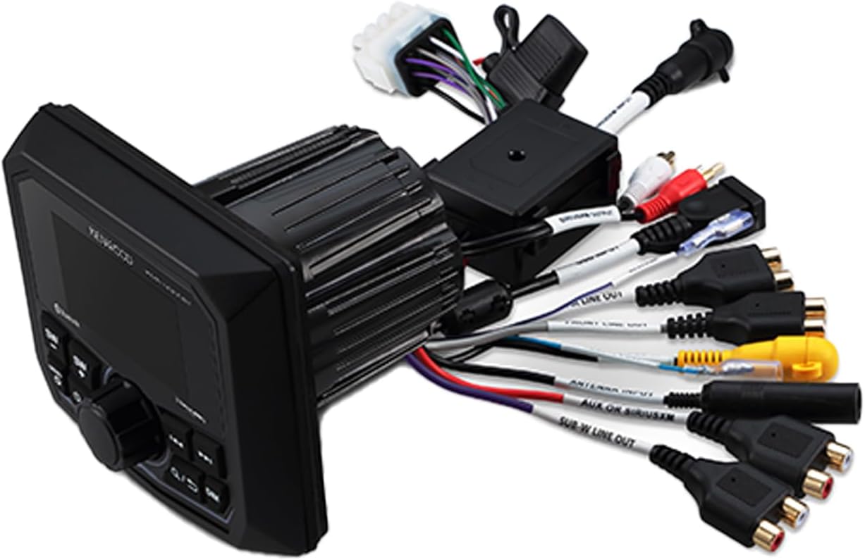 KENWOOD KMR-M300BT Mariene Meter Ontvanger Weervas, 2.7 Duim LCD, Ingeboude Versterker, Bluetooth, Digitale Media MP3 Speler, Geen CD Speler, USB Poort, AM/FM/Weerband Ontvanger, Agterkamera Invoer