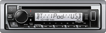 KENWOOD KMR-D382BT Enkel Din Motor/Mariene Stereo Hoofeenheid met Bluetooth, Hands-Free Oproepe, CD-speler, USB, AM/FM Radio, SiriusXM Gereed, Alleweer In-Paneel Boot & Motor Oudiostelsel Ontvanger