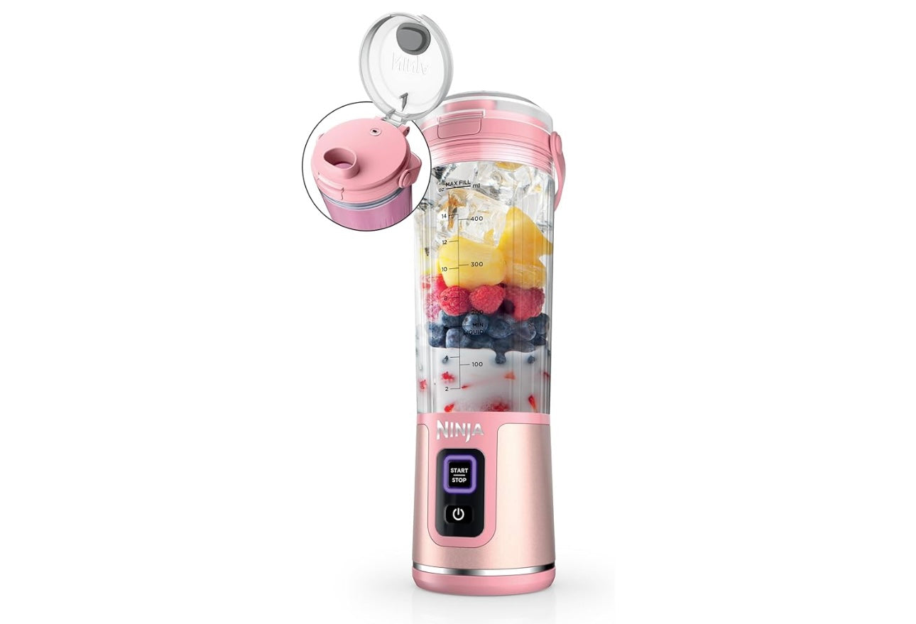 Ninja Blast Portable Blender, Cordless, 18oz. Vessel, Personal Blender BPA Free, Leakproof-Lid and Sip Spout, USB-C Rechargeable, Dishwasher Safe Parts - Tinted Pink(BC151PK)