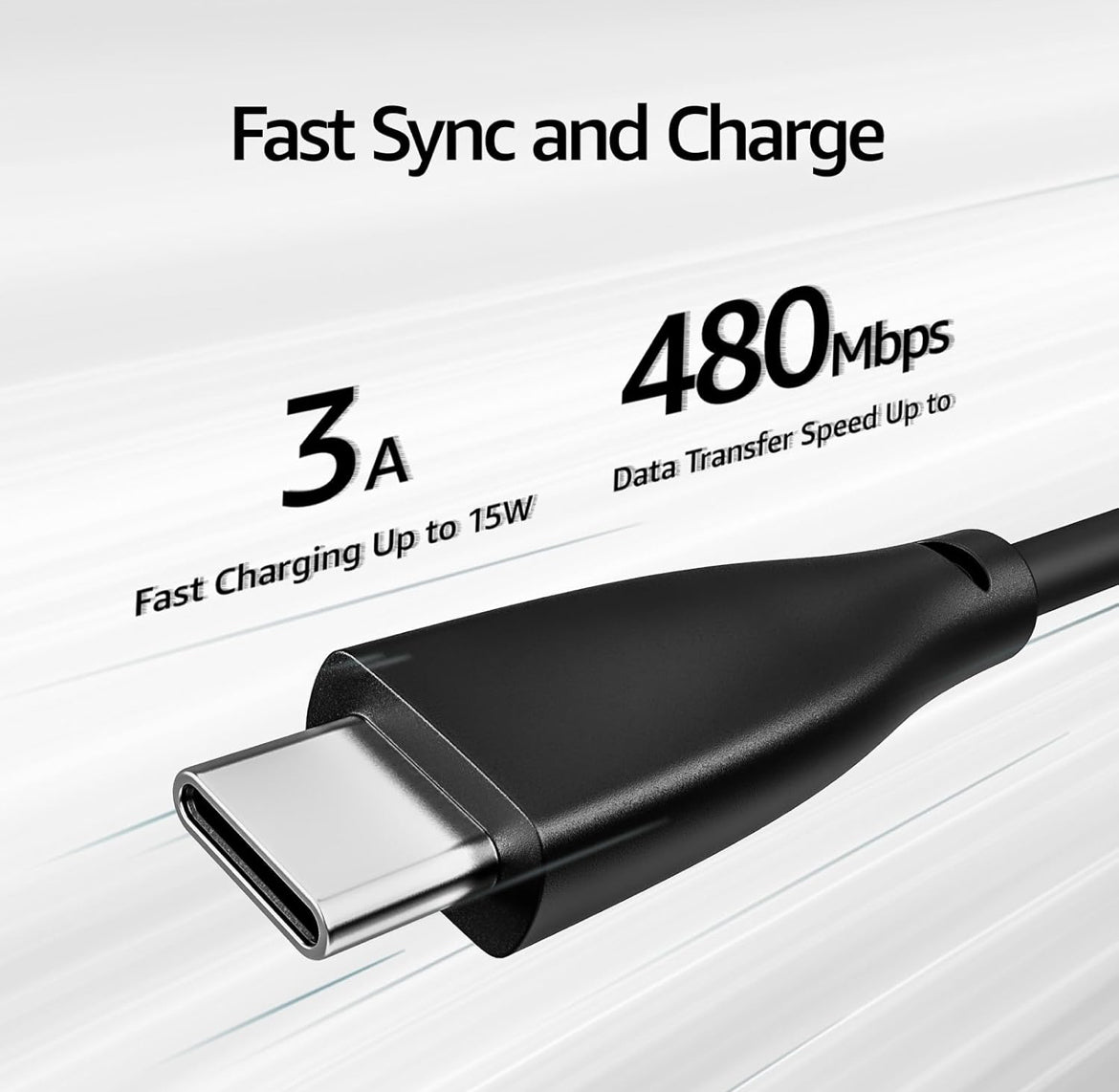 USB-C to USB-A Charging Cable Supports 480Mbps Speed and Type C Fast Charging Data Cable