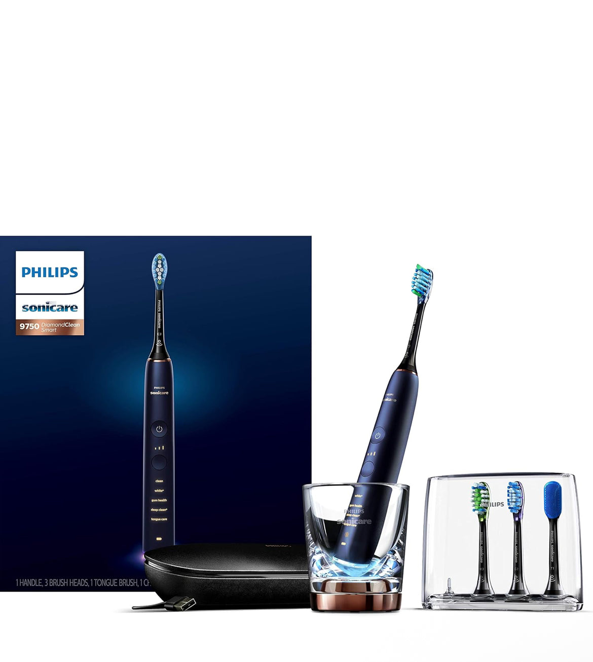 Philips Sonicare DiamondClean Smart 9750 Herlaaibare Elektriese Kragtandeborsel - Maanblou (HX9954/56)