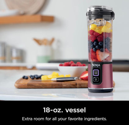 Ninja Blast Draagbare Versapper, Koordloos, 532 ml Houer, Persoonlike Versapper BPA-vry, Lekvaste Deksel en Suipuit, USB-C Herlaaibaar, Skottelgoedwasser Veilig - Metaalkersie - BC151RD