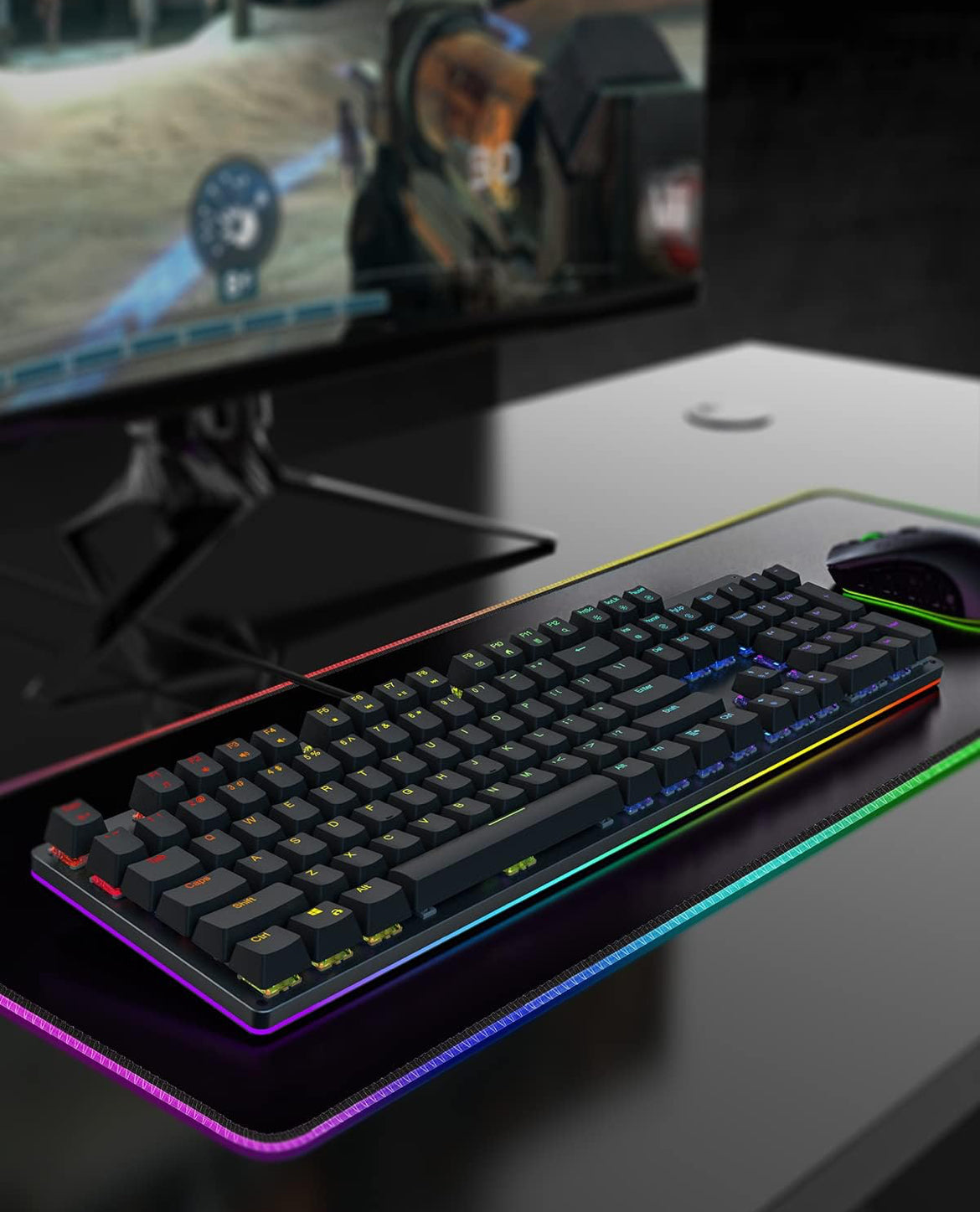 Black Shark RGB Mechanical Gaming Keyboard LED Backlit Wired Keyboard - NEW