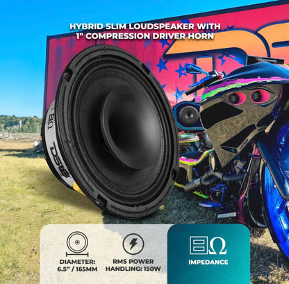 DS18 PRO-HY6MSL 6.5" Vlak Hibried Mid-Reeks Motor Klank Met Ingeboude Drywer en Rooster Ingesluit - 1 STUK