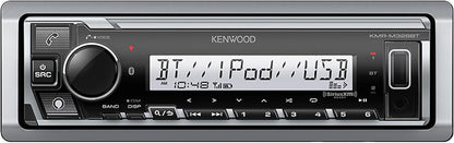 KENWOOD KMR-D382BT Motor- en Marine-stereo - Enkel-Din, Bluetooth SiriusXM-gereed, Weerbestand (Pakket met Luidsprekers)