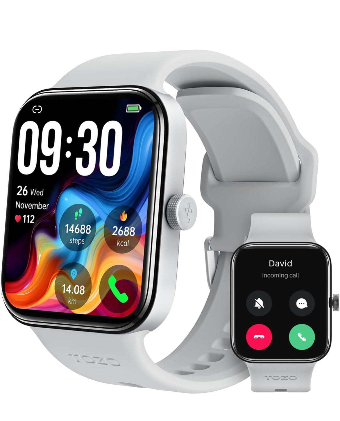 S4 One Smart Watch 1.78" Ultra-Clear Screen Call/Answer Fitness Tracker, Sleep Monitor IP68 Waterproof for iOS 11.0+ Android 9.0+ (Silver)