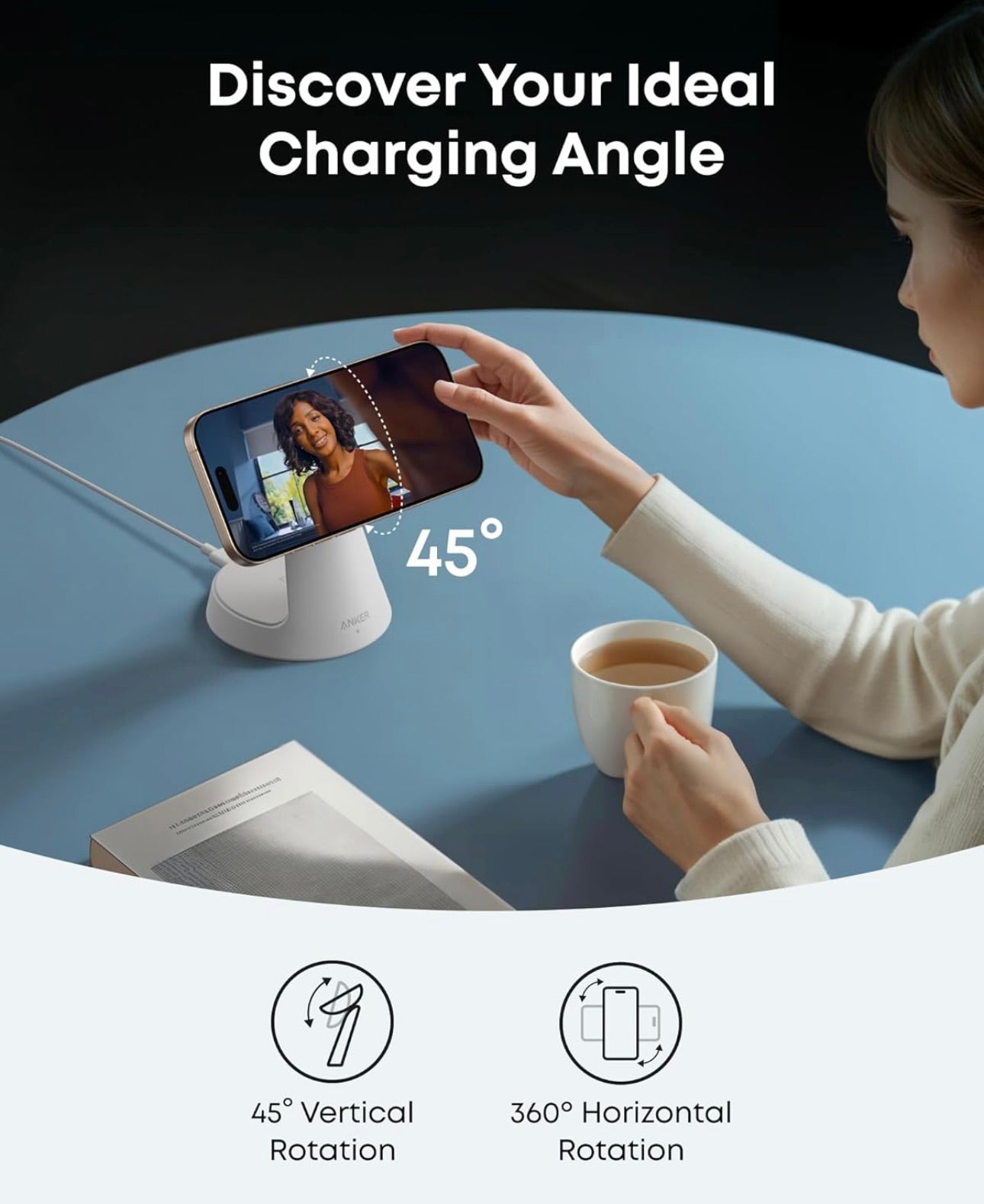 Anker MagSafe Charger Compatible, MagGo 3-in-1 Charging Station, Qi2 Certified - NEW