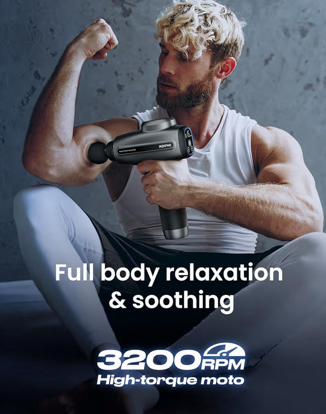C4 Gray -  Massage Gun Deep Tissue, Percussion Muscle Electric Handheld Massager Gun