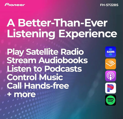 Pioneer FH-S722BS Dubbel Din Bluetooth CD Ontvanger – Ingeboude Bluetooth, USB/AUX Ingange, Pioneer Smart Sync, Hands-free Oproepe, Verbeterde Klank in die Motor