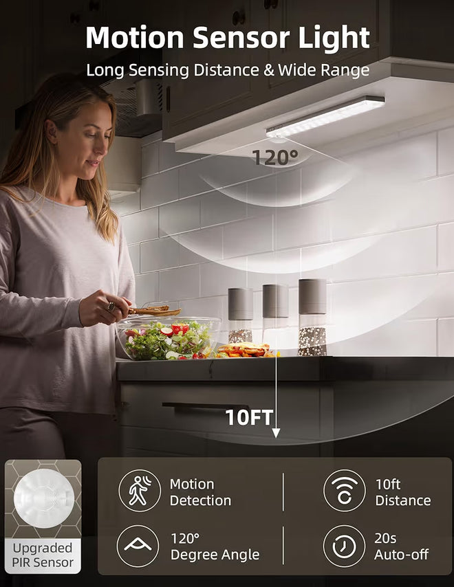 6-Pack Under Cabinet Lighting w/ Charging Station, 2000mAh Rechargeable Wireless Motion Sensor Lights, 3 Color Temps, Dimmable/Timer