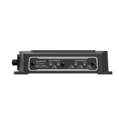 KENWOOD KAC-M5014 4-kanaal kompakte digitale versterker (600W) vir motors, seevaartuie, UTV's en motorsportvoertuie, soliede korrosiebestande aluminiumonderstel, IPX6, IPX7 en IP6X gesertifiseer en vibrasiebestand