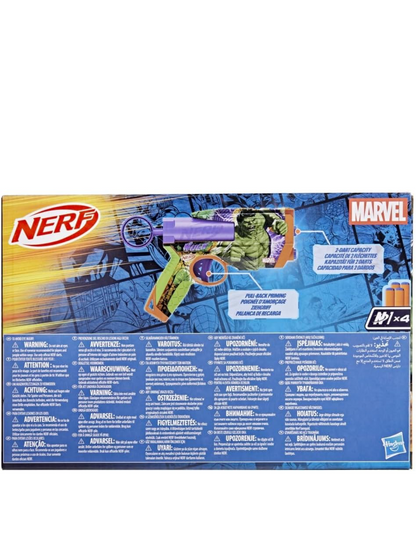 Nerf Marvel Hulk Dart Blaster | 4 Nerf N1 Foam Darts | Hulk-Inspired Blaster Skin Designs | Kids Gifts |Outdoor Toys & Games for Ages 8+