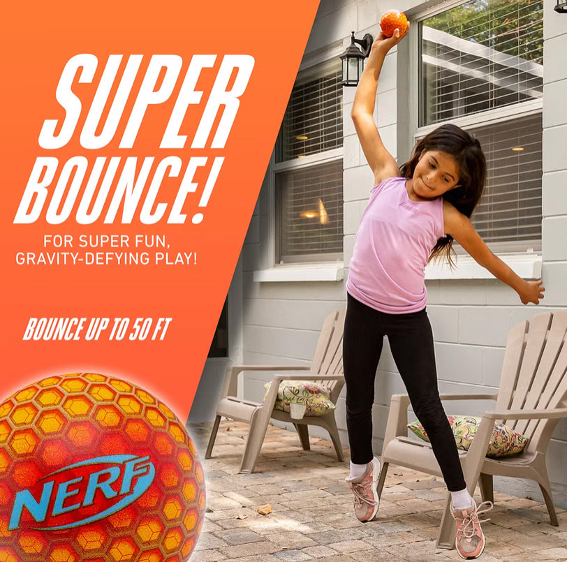 NERF Super High Bounce Ball - 2 Balls Included - Durable and Lightweight for Indoor and Outdoor Fun