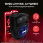 Portable Bluetooth Speaker System 12" 1000W w/ LED Lights, USB/Micro SD/FM/BT/Aux/Remote Control/Mic & Guitar Inputs, Built-in Rechargeable Battery w/ Wheels & Handle Bar