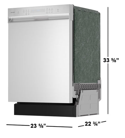 Sharp SDW6506JS 24-inch Stainless Steel Dishwasher, 49 dB, Third Rack, 12 Place Settings, Front Touch Controls