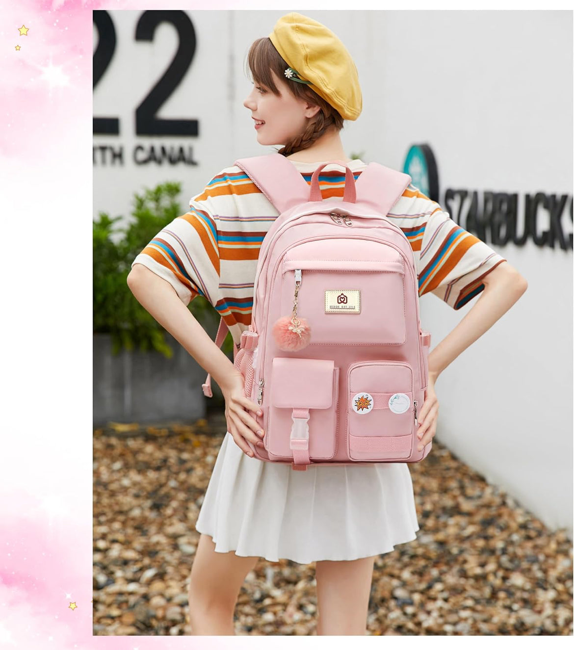 Backpack for Girls Laptop Backpacks 15.6 Inch College Cute Bookbag Anti Theft Primary Elementary School Bag Casual Daypack for Students Teens Girl Women (Pink)