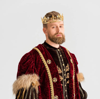 2 STUKS Tuisblad Koning Kroon Metaal Kristal Koninklike Tiara Kroon vir Mans Vroue Bruidegom Bruid Prinses Trou Halloween