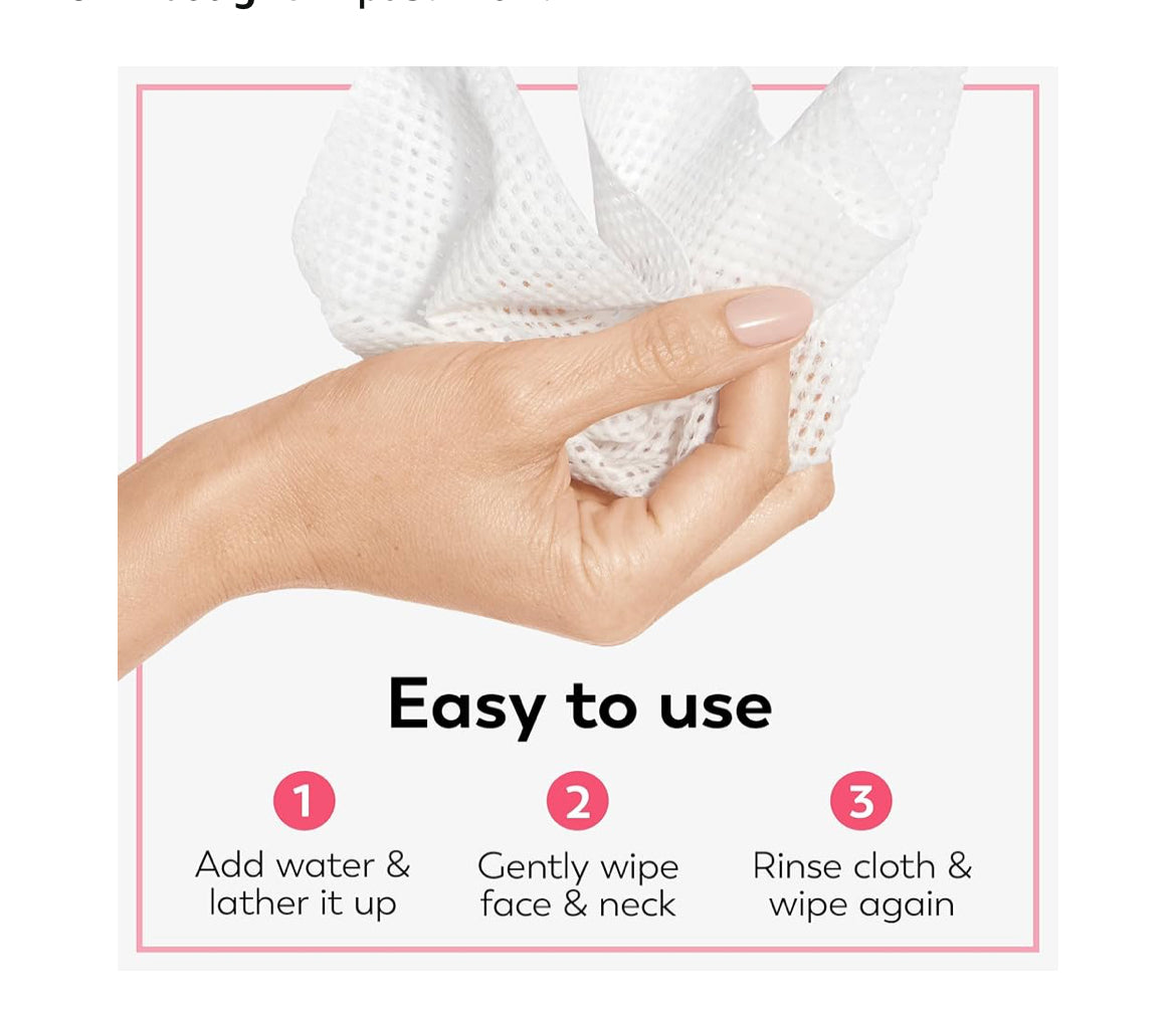 Olay Daily Facials Grimeerverwyderende Gesigsreinigingsdoekies, 5-in-1 Watergeaktiveerde Lappies, Eksfolieer, Toon en Hidreer Vel (66 tellings)