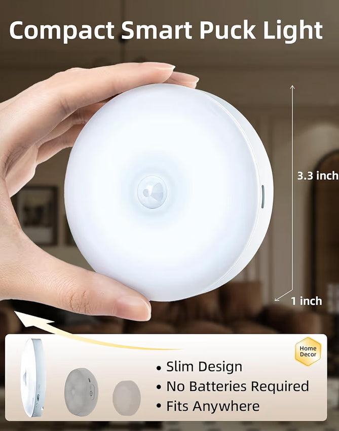 6-Pack Under Cabinet Lighting, Rechargeable Motion Sensor Puck Lights w/ Remote 12 RGB Colors, Magnetic Stick on Light, Dimmable