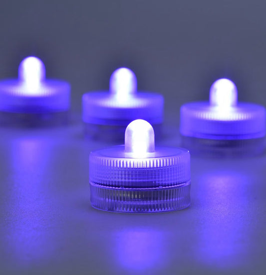 Submersible LED Lights Battery Powered Underwater Waterproof LED Tea Light Candles Home Decor Lighting - Purple