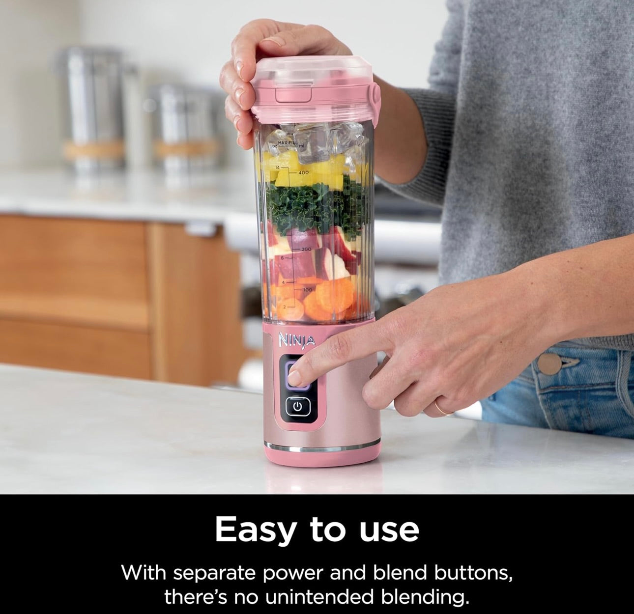 Ninja Blast Portable Blender, Cordless, 18oz. Vessel, Personal Blender BPA Free, Leakproof-Lid and Sip Spout, USB-C Rechargeable, Dishwasher Safe Parts - Tinted Pink(BC151PK)