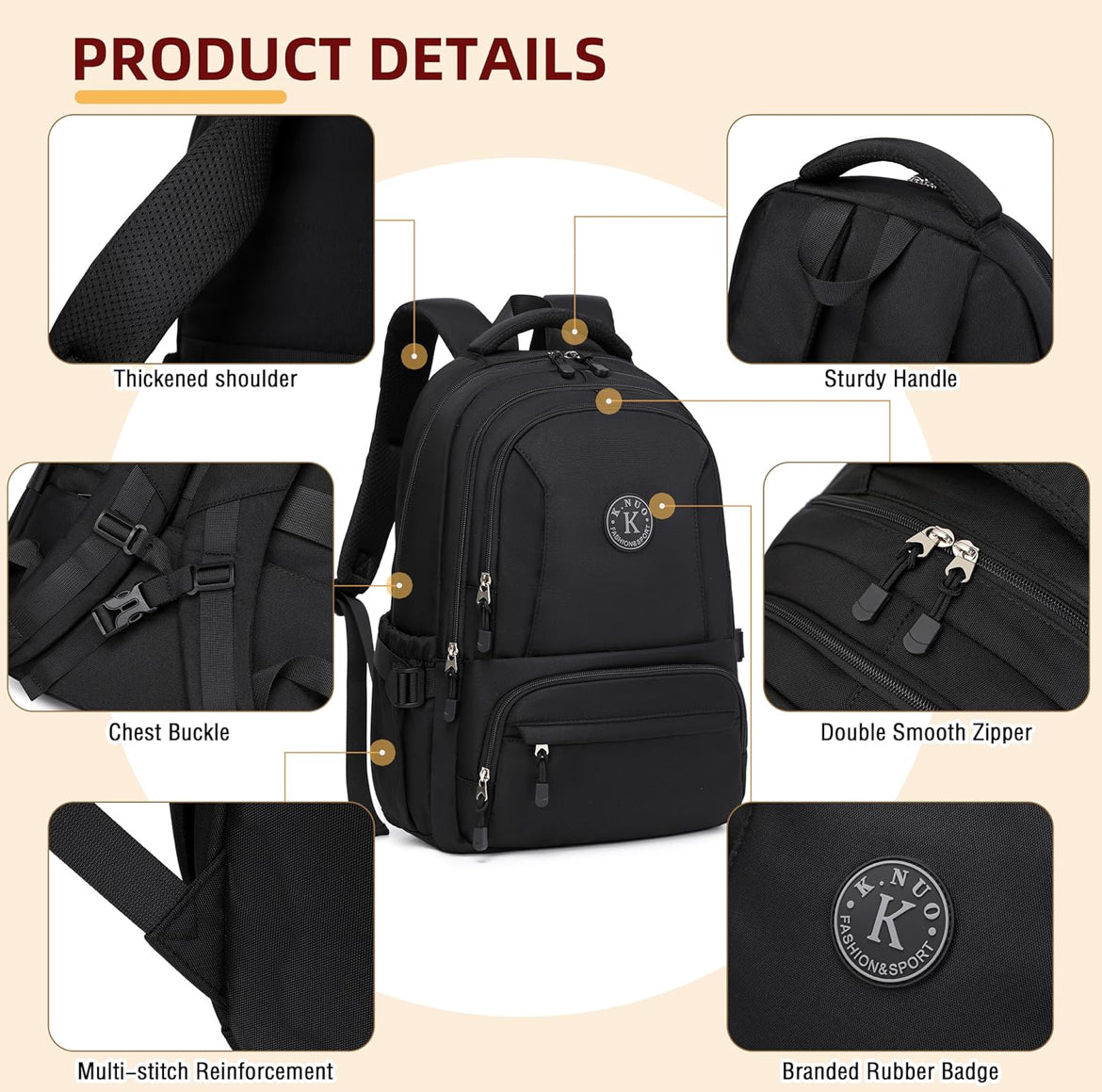 Laptop Backpack for Women Men 17 Inch , Anti Theft Carry on Travel Backpacks, Water Resistant College Bookbag Large Kids School Bag for Teens Boys Girls Business Work Back Pack Casual Daypack Black
