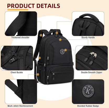 Laptop Backpack for Women Men 17 Inch , Anti Theft Carry on Travel Backpacks, Water Resistant College Bookbag Large Kids School Bag for Teens Boys Girls Business Work Back Pack Casual Daypack Black