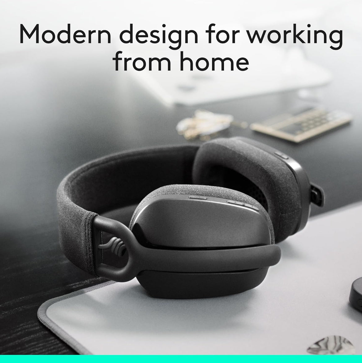 Logitech Zone Vibe 100 Liggewig Draadlose Oor-oor-koptelefoon met Geraasdempende Mikrofoon, Gevorderde Multipoint Bluetooth-koptelefoon, Werk met Teams, Google Meet, Zoom, Mac/PC - Grafiet