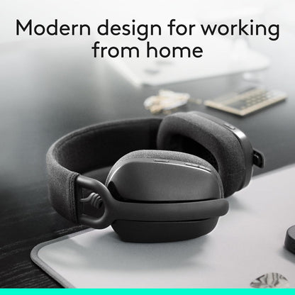 Logitech Zone Vibe 100 Liggewig Draadlose Oor-oor-koptelefoon met Geraasdempende Mikrofoon, Gevorderde Multipoint Bluetooth-koptelefoon, Werk met Teams, Google Meet, Zoom, Mac/PC - Grafiet