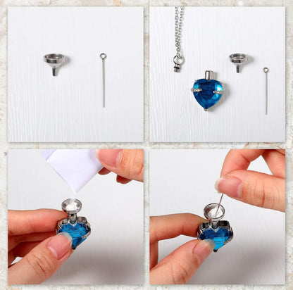 Elegante Cremering-Urnketting Vertikale Staaf Sirkon Hart Kristal Vlekvrye Staal Gedenkhangertjie