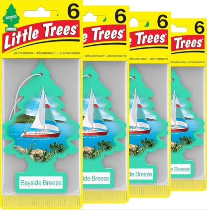 LITTLE TREES Kar Lugverfrisser Hangboompie Langdurige Geur – Bayside Breeze 6-Pakke