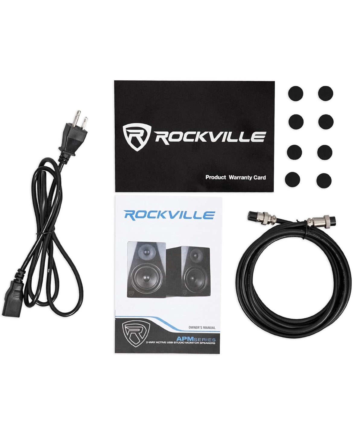 Rockville (2) APM8B 8" Powered Studio Monitors+Active 10" Subwoofer+Stands and Pads