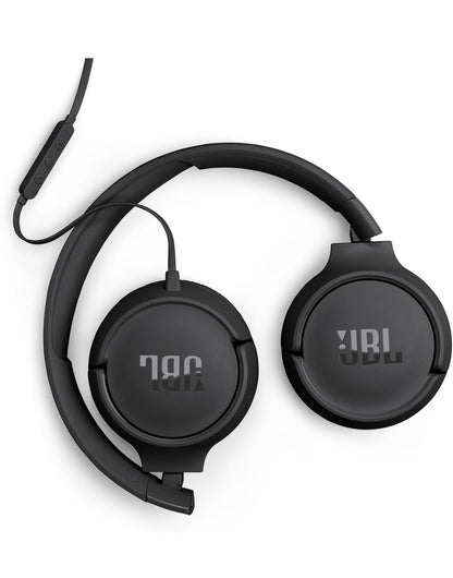 JBL Tune 520C - USB-C Bedrade On-Ear Oorfone met Hi-Res Oudio Ondersteuning, Suiwer Bas Klank, Gemaklike pasvorm, USB-C konnektiwiteit, 3-Knoppie Afstandbeheer met Mikrofoon en EQ-voorinstellingsbeheer (Swart)
