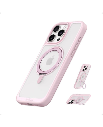 Anker Ultra Magnetic vir iPhone-houer met Stewige 360°-Ringstaander - (vir iPhone 16 Pro Max, Pienk)