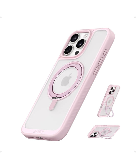 Anker Ultra Magnetic for iPhone Case with Sturdy 360° Ring Stand - (for iPhone 16 Pro Max, Pink)