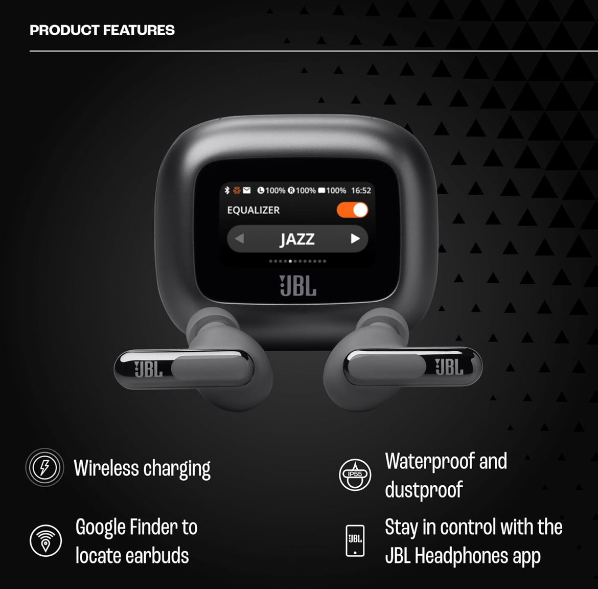 JBL Live Beam 3 - True Wireless Noise-Cancelling Stick-Closed Earbuds, 48Hrs Total Playback, Wireless Charging, 6 Mics for Perfect Calls, Multi-Point Connection, IP55 Waterproof and dustproof (Black)