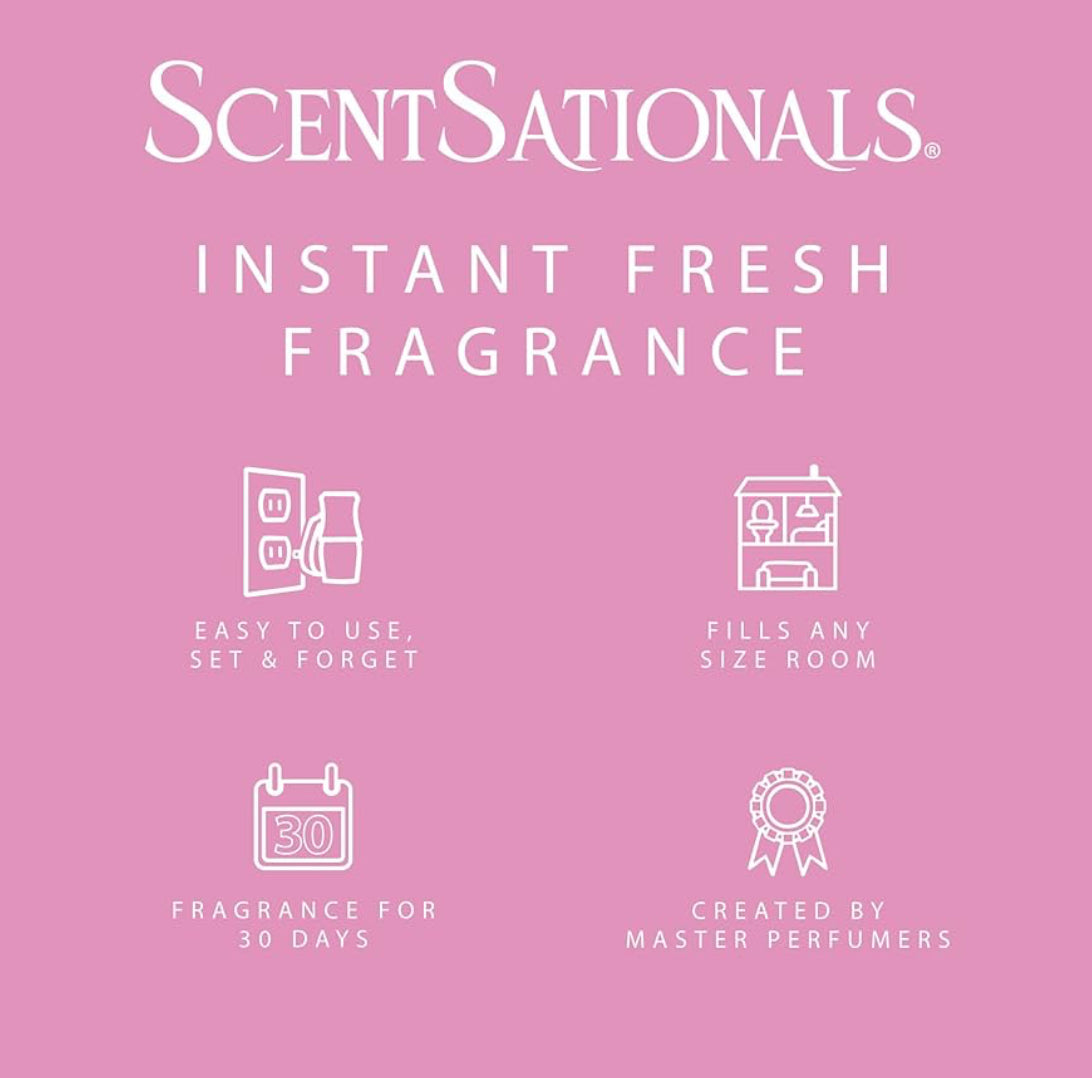 ScentSationals Cherry Blossoms Fragrance Oil Plug In Air Freshener Refills 3-Pack - Works w/ Scentsationals Wall Plugs - Packaging May Vary