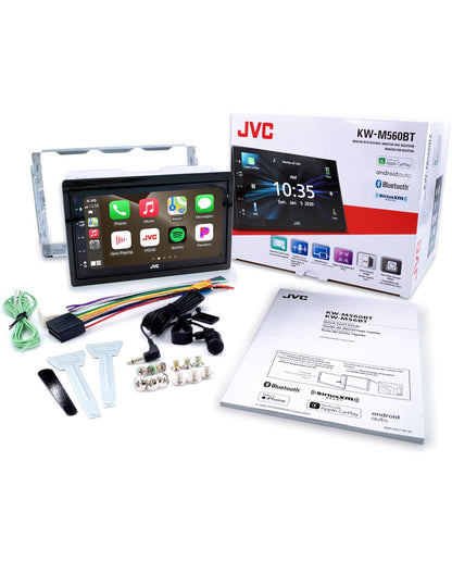 JVC KW-M560BT Apple CarPlay Android Auto Multimedia Speler met 6.8" Kapasitiewe Raakskerm, Bluetooth Oudio en Handsfree Oproepe, MP3-Speler, Dubbel DIN, 13-Band EQ, SiriusXM, AM/FM Motorradio