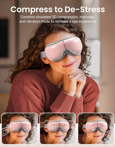 Eyeris 1 Eye Massager w/ Heat, Smart Sleep Mask for Dry Eyes Relax, Reduce Strain - (Pink)